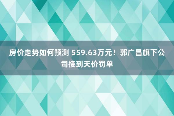 房价走势如何预测 559.63万元！郭广昌旗下公司接到天价罚单