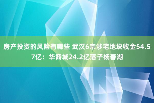 房产投资的风险有哪些 武汉6宗涉宅地块收金54.57亿：华裔城24.2亿落子杨春湖