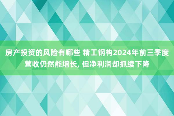 房产投资的风险有哪些 精工钢构2024年前三季度营收仍然能增长, 但净利润却抓续下降