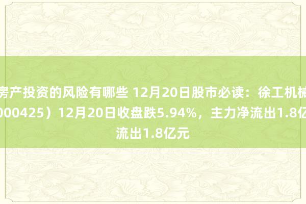 房产投资的风险有哪些 12月20日股市必读：徐工机械（000425）12月20日收盘跌5.94%，主力净流出1.8亿元