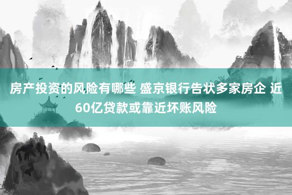 房产投资的风险有哪些 盛京银行告状多家房企 近60亿贷款或靠近坏账风险