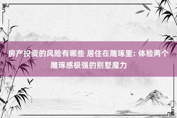 房产投资的风险有哪些 居住在雕琢里: 体验两个雕琢感极强的别墅魔力