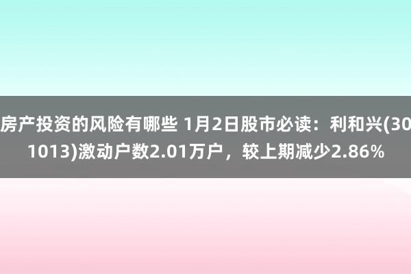 房产投资的风险有哪些 1月2日股市必读：利和兴(301013)激动户数2.01万户，较上期减少2.86%