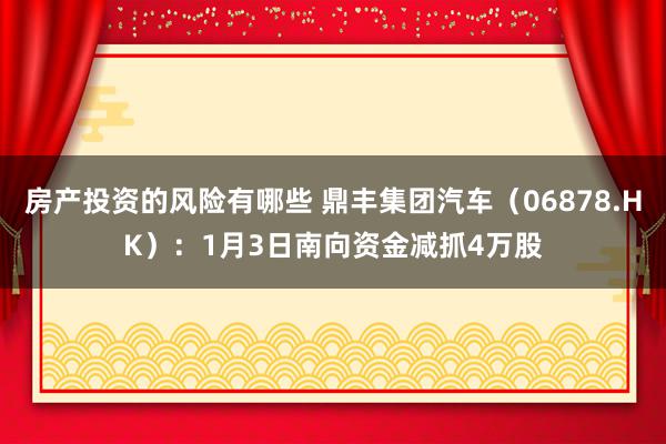 房产投资的风险有哪些 鼎丰集团汽车（06878.HK）：1月3日南向资金减抓4万股