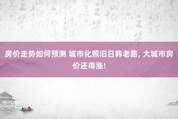 房价走势如何预测 城市化照旧日韩老路, 大城市房价还得涨!