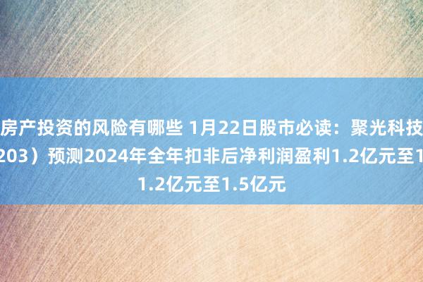 房产投资的风险有哪些 1月22日股市必读：聚光科技（300203）预测2024年全年扣非后净利润盈利1.2亿元至1.5亿元