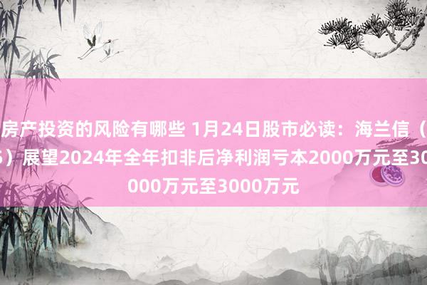 房产投资的风险有哪些 1月24日股市必读：海兰信（300065）展望2024年全年扣非后净利润亏本2000万元至3000万元