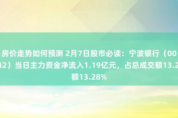 房价走势如何预测 2月7日股市必读：宁波银行（002142）当日主力资金净流入1.19亿元，占总成交额13.28%