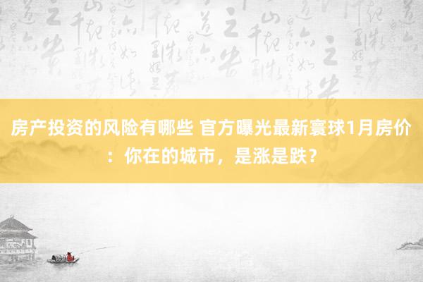 房产投资的风险有哪些 官方曝光最新寰球1月房价：你在的城市，是涨是跌？