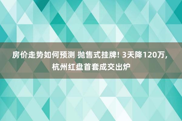 房价走势如何预测 抛售式挂牌! 3天降120万, 杭州红盘首套成交出炉