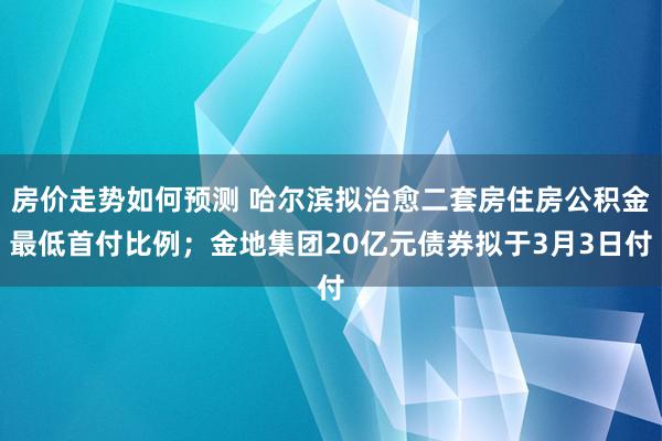 房价走势如何预测 哈尔滨拟治愈二套房住房公积金最低首付比例；金地集团20亿元债券拟于3月3日付